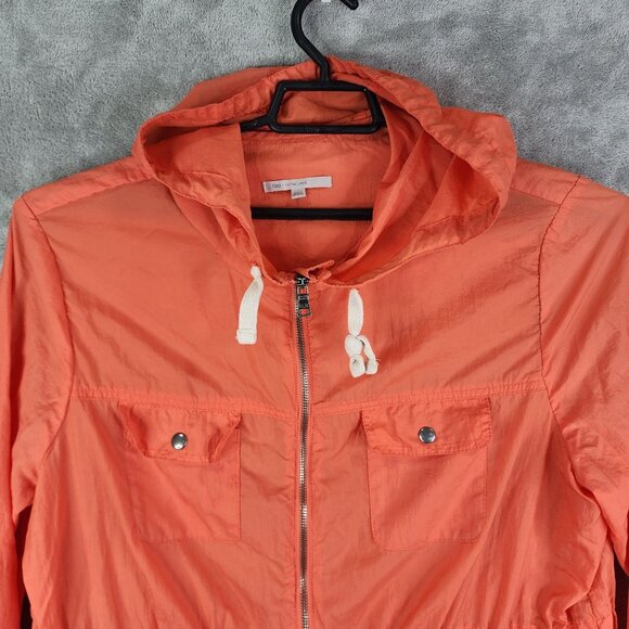 Womens Orange Gap Hooded Nylon Jacket Coat Full Zip Drawstring Waist Size XL - Picture 4 of 11